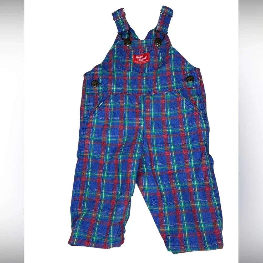 Vintage OshKosh B'gosh Plaid One Piece - Blue, Red, Green size 6-months